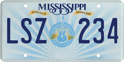 MS license plate LSZ234