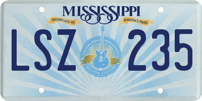 MS license plate LSZ235