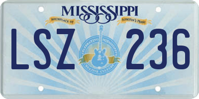 MS license plate LSZ236