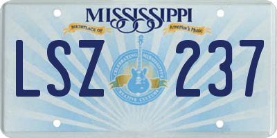 MS license plate LSZ237