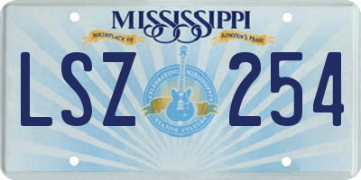MS license plate LSZ254