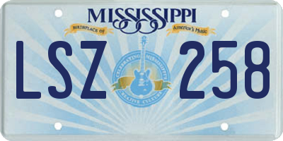MS license plate LSZ258