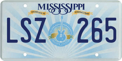 MS license plate LSZ265