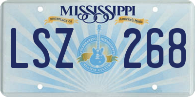 MS license plate LSZ268