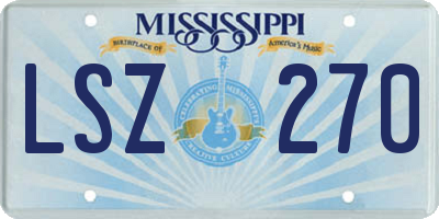 MS license plate LSZ270
