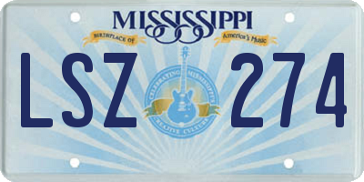 MS license plate LSZ274