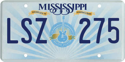 MS license plate LSZ275