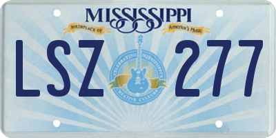 MS license plate LSZ277