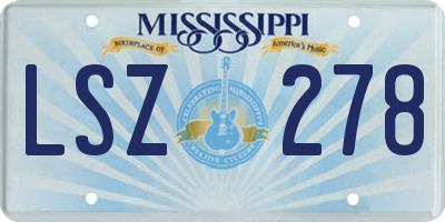 MS license plate LSZ278