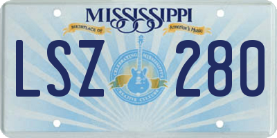 MS license plate LSZ280