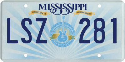 MS license plate LSZ281