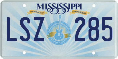 MS license plate LSZ285