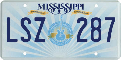 MS license plate LSZ287