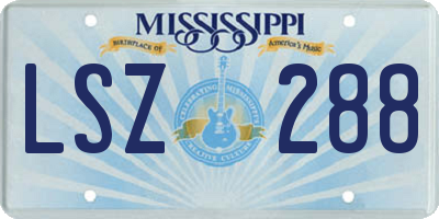MS license plate LSZ288