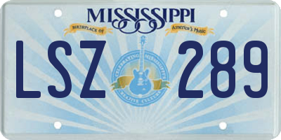 MS license plate LSZ289