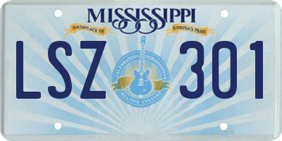 MS license plate LSZ301