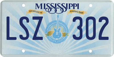 MS license plate LSZ302