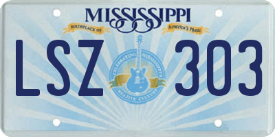 MS license plate LSZ303