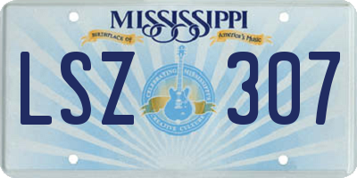 MS license plate LSZ307