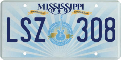 MS license plate LSZ308