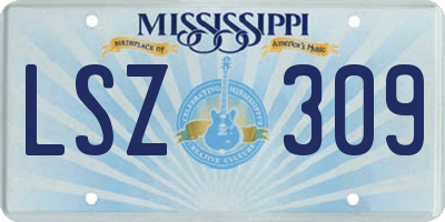 MS license plate LSZ309
