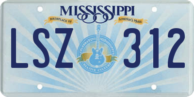 MS license plate LSZ312