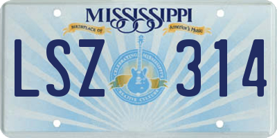 MS license plate LSZ314