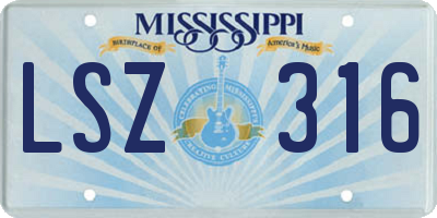 MS license plate LSZ316