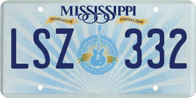 MS license plate LSZ332