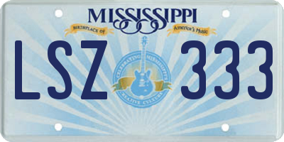 MS license plate LSZ333