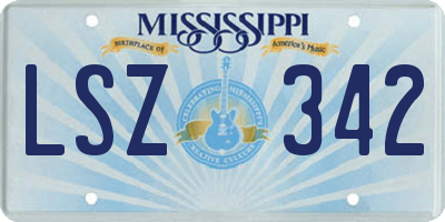 MS license plate LSZ342