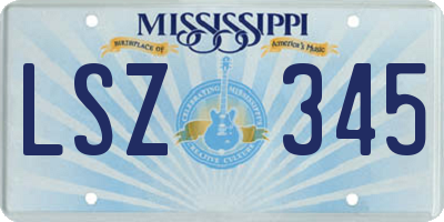 MS license plate LSZ345
