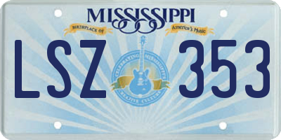 MS license plate LSZ353