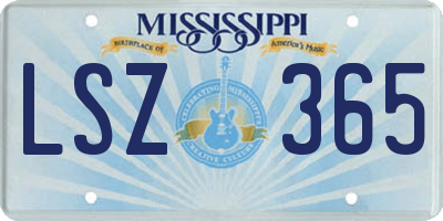 MS license plate LSZ365