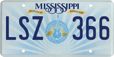 MS license plate LSZ366