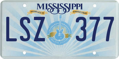 MS license plate LSZ377