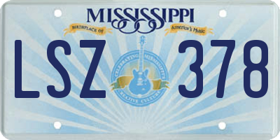 MS license plate LSZ378