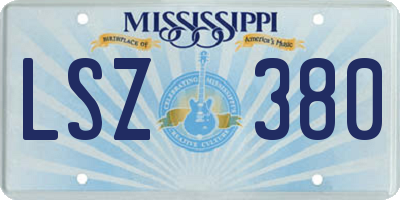 MS license plate LSZ380