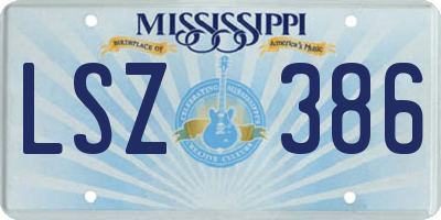 MS license plate LSZ386