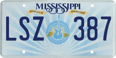 MS license plate LSZ387
