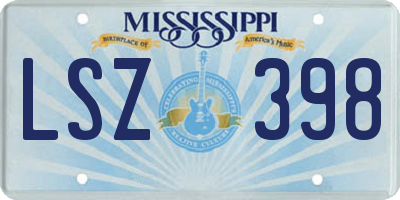 MS license plate LSZ398