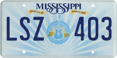 MS license plate LSZ403