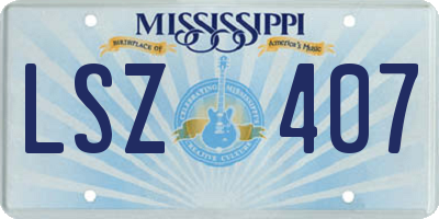 MS license plate LSZ407