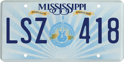 MS license plate LSZ418