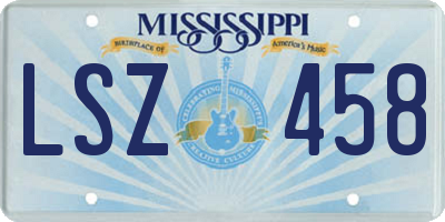 MS license plate LSZ458