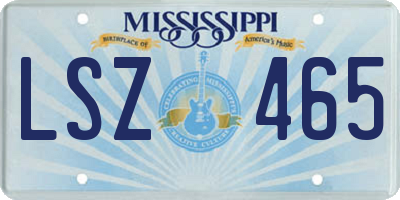 MS license plate LSZ465