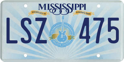 MS license plate LSZ475