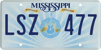 MS license plate LSZ477