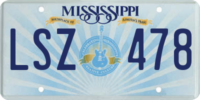 MS license plate LSZ478