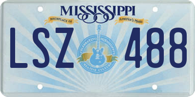 MS license plate LSZ488